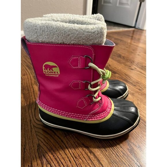 Sorel | Yoot Pac Pink Winter Snow Boot Faux Fur NY1443-600 Youth Size US 5 - Picture 2 of 6